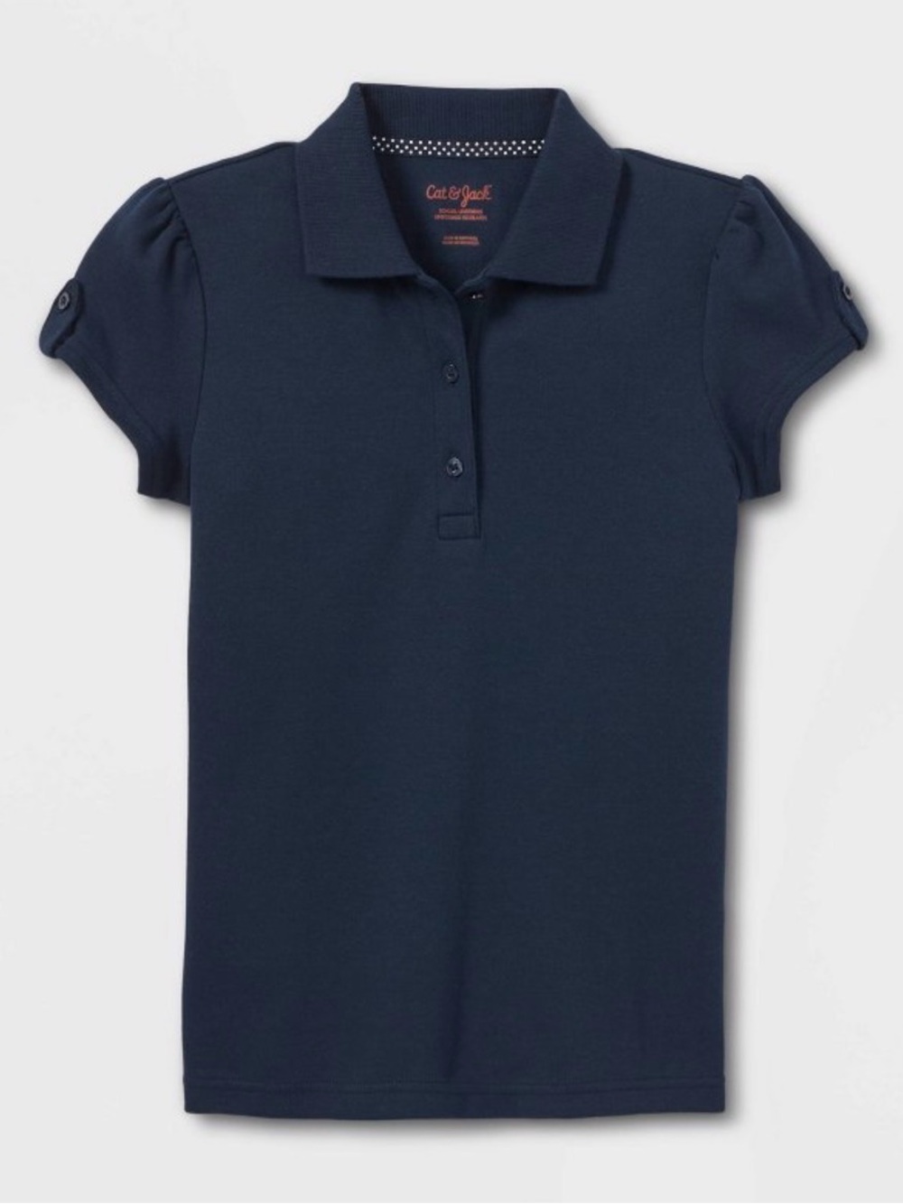Girls Cat & Jack Girls Navy Polo Top with Puff Sleeves